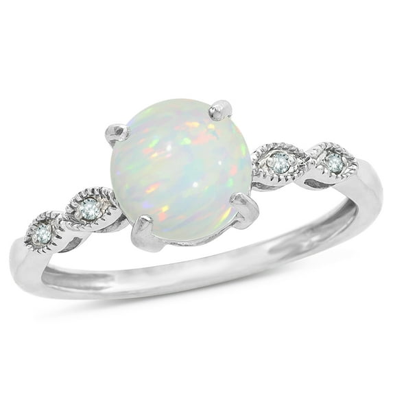 Star K� Round 7mm Genuine Opal Vintage Antique Look Engagement Promise Ring