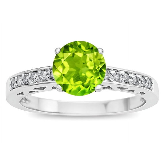 Star K � Round 7mm Genuine Peridot Channel Set Engagement Promise Ring