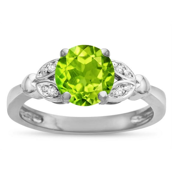 Star K � Round 7mm Genuine Peridot Marquee Design Promise Engagement Ring