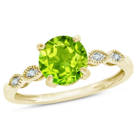 Star K� Round 7mm Genuine Peridot Vintage Antique Look Engagement Promise Ring