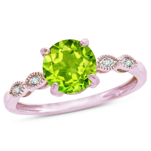 Star K� Round 7mm Genuine Peridot Vintage Antique Look Engagement Promise Ring
