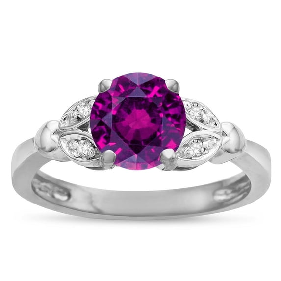 Star K � Round 7mm Genuine Rhodolite Marquee Design Promise Engagement Ring
