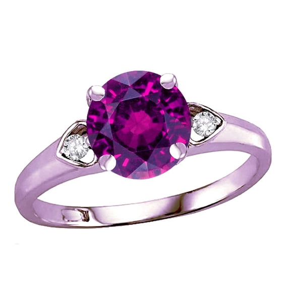 Star K� Round 7mm Genuine Rhodolite Three 3 Stone Heart Engagement Promise Wedding Ring