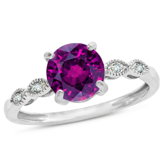 Star K� Round 7mm Genuine Rhodolite Vintage Antique Look Engagement Promise Ring