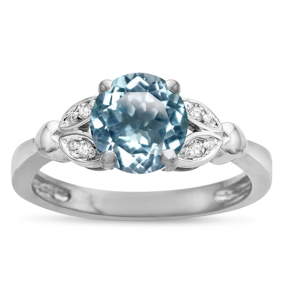Star K � Round 7mm Genuine Sky Blue Topaz Marquee Design Promise Engagement Ring