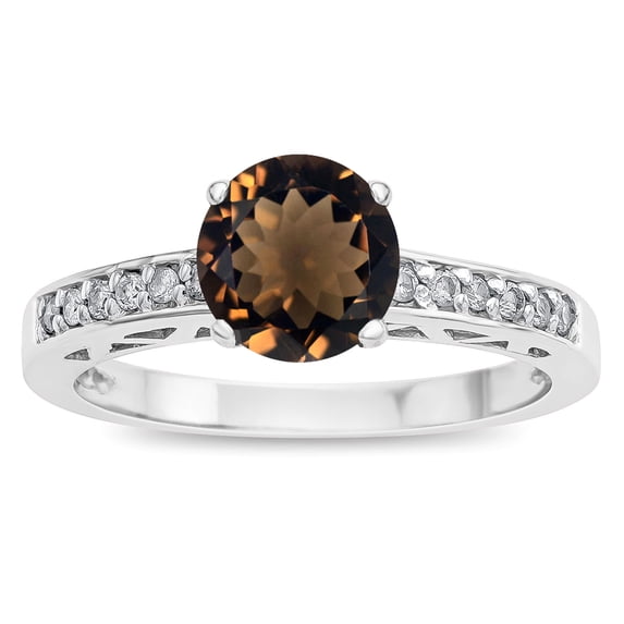 Star K � Round 7mm Genuine Smoky Quartz Channel Set Engagement Promise Ring