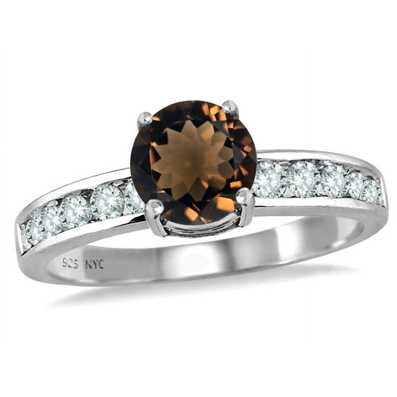 Star K� Round 7mm Genuine Smoky Quartz Ring