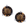 thumbnail image 1 of Star K� Round 7mm Genuine Smoky Quartz Three 3 prong Martini push back Stud earrings, 1 of 9