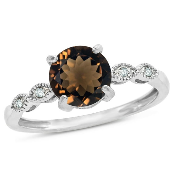 Star K� Round 7mm Genuine Smoky Quartz Vintage Antique Look Engagement Promise Ring