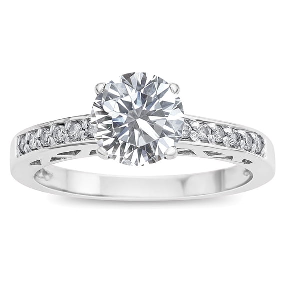 Star K � Round 7mm Genuine White Topaz Channel Set Engagement Promise Ring
