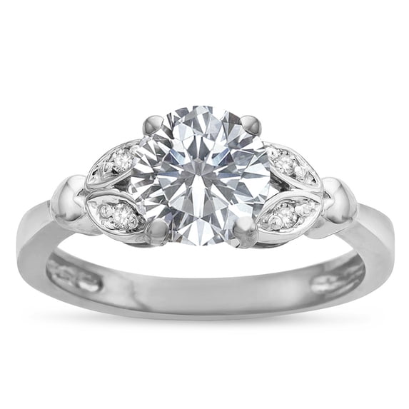 Star K � Round 7mm Genuine White Topaz Marquee Design Promise Engagement Ring