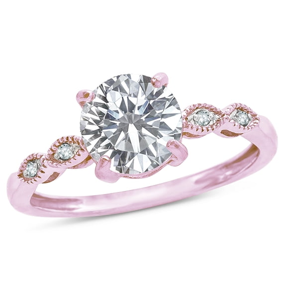 Star K� Round 7mm Genuine White Topaz Vintage Antique Look Engagement Promise Ring