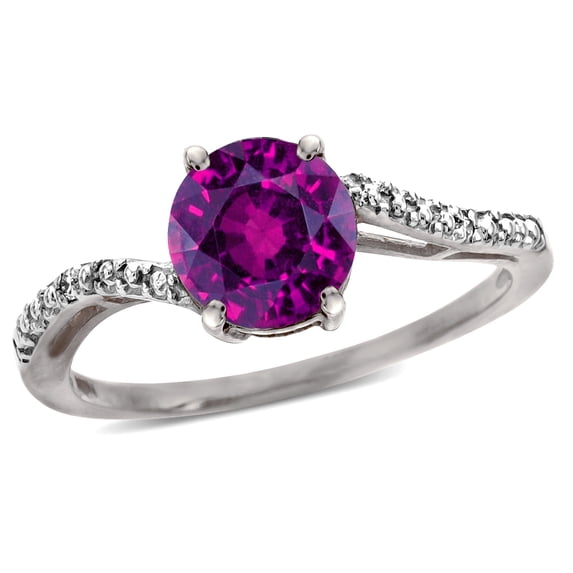 Star K � Round 7mm Rhodolite Bypass engagement promise solitaire ring