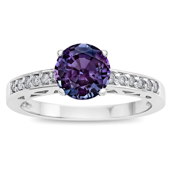 Star K � Round 7mm Simulated Alexandrite Channel Set Engagement Promise Ring