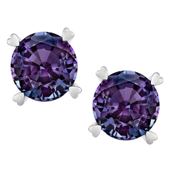 Star K� Round 7mm Simulated Alexandrite Screw Back Stud Earrings with Heart Prongs