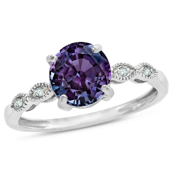 Star K� Round 7mm Simulated Alexandrite Vintage Antique Look Engagement Promise Ring
