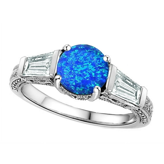 Star K� Round 7mm Simulated Blue Opal Ring