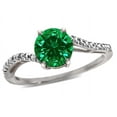 thumbnail image 1 of Star K � Round 7mm Simulated Emerald Bypass solitaire engagement promise ring, 1 of 9