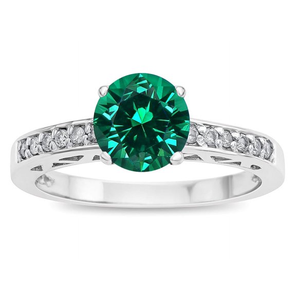 Star K � Round 7mm Simulated Emerald Channel Set Engagement Promise Ring