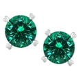 thumbnail image 1 of Star K� Round 7mm Simulated Emerald Screw Back Stud Earrings with Heart Prongs, 1 of 9