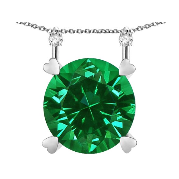 Star K� Round 7mm Simulated Emerald Stackable Mothers Hearts Pendant