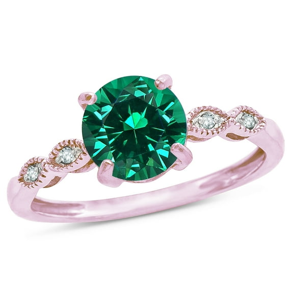 Star K� Round 7mm Simulated Emerald Vintage Antique Look Engagement Promise Ring