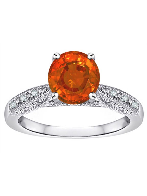 � Round 7mm Simulated Fire Opal Antique Vintage Style Solitaire Engagement Promise Ring