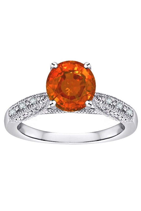 � Round 7mm Simulated Fire Opal Antique Vintage Style Solitaire Engagement Promise Ring