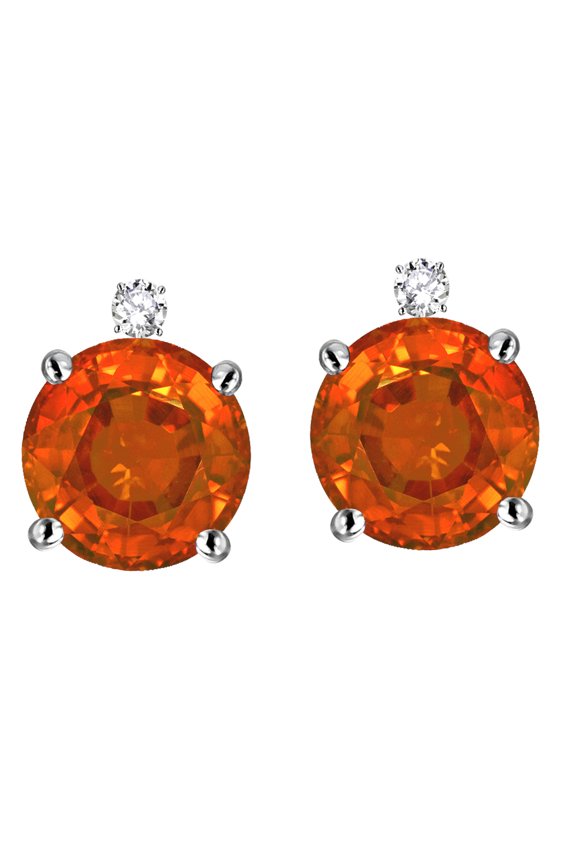 � Round 7mm Simulated Fire Opal Screw Back Stud Earrings with Accent Stone on Top