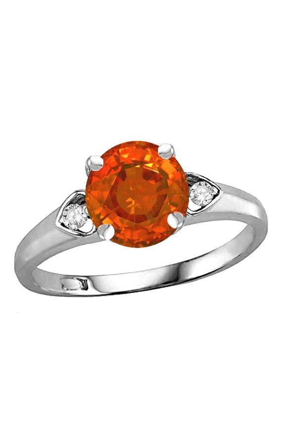 � Round 7mm Simulated Fire Opal Three 3 Stone Heart Engagement Promise Wedding Ring