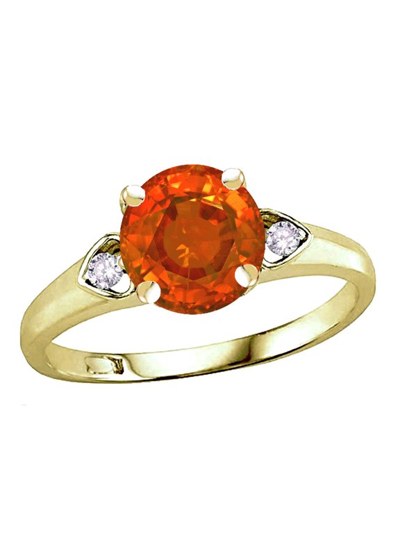 � Round 7mm Simulated Fire Opal Three 3 Stone Heart Engagement Promise Wedding Ring