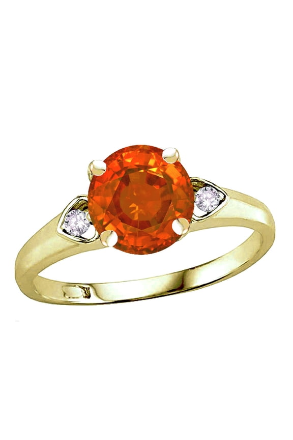 � Round 7mm Simulated Fire Opal Three 3 Stone Heart Engagement Promise Wedding Ring