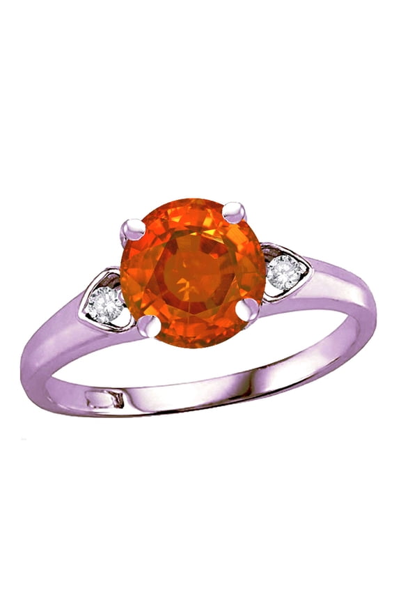 � Round 7mm Simulated Fire Opal Three 3 Stone Heart Engagement Promise Wedding Ring