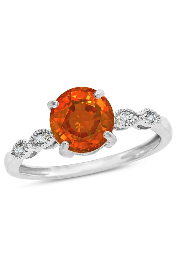 � Round 7mm Simulated Fire Opal Vintage Antique Look Engagement Promise Ring