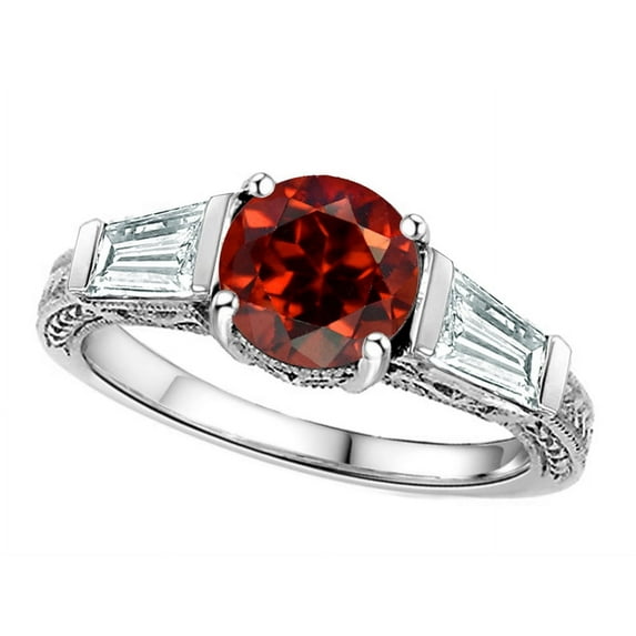 Star K� Round 7mm Simulated Garnet Engagement Ring