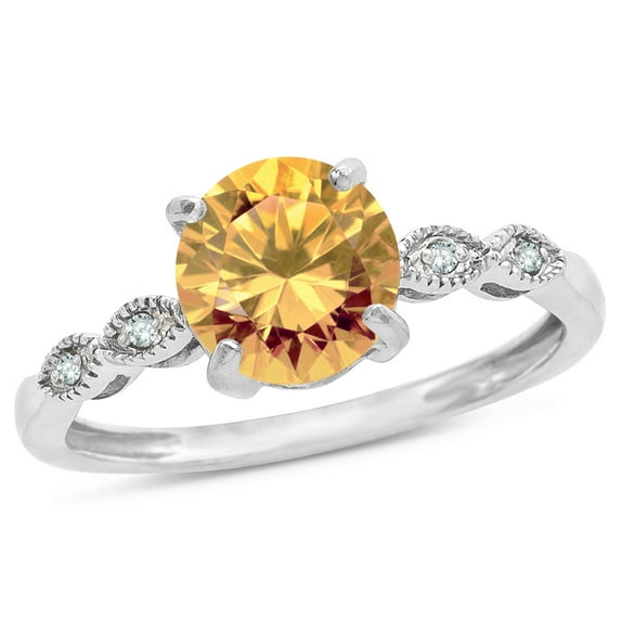 Star K� Round 7mm Simulated Imperial Yellow Topaz Vintage Antique Look Engagement Promise Ring