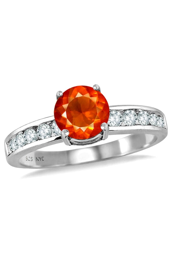 � Round 7mm Simulated Mexican Fire Opal Ring