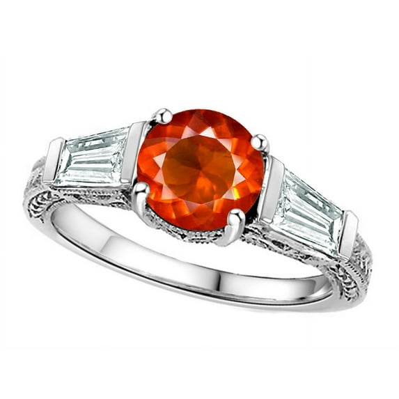 Star K� Round 7mm Simulated Orange Mexican Fire Opal Ring