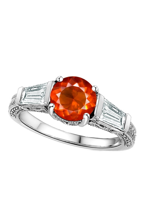 � Round 7mm Simulated Orange Mexican Fire Opal Ring