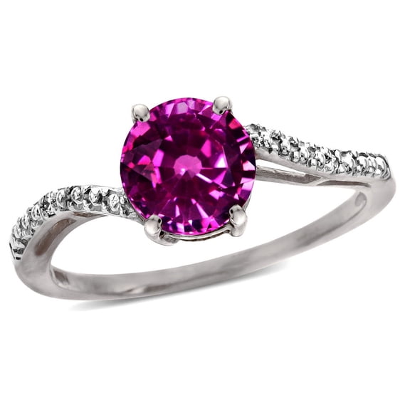 Star K � Round 7mm Simulated Pink Tourmaline Bypass solitaire engagement promise ring