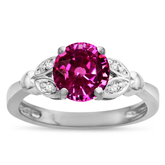 Star K � Round 7mm Simulated Pink Tourmaline Marquee Design Promise Engagement Ring