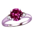 thumbnail image 1 of Star K� Round 7mm Simulated Pink Tourmaline Three 3 Stone Heart Engagement Promise Wedding Ring, 1 of 8