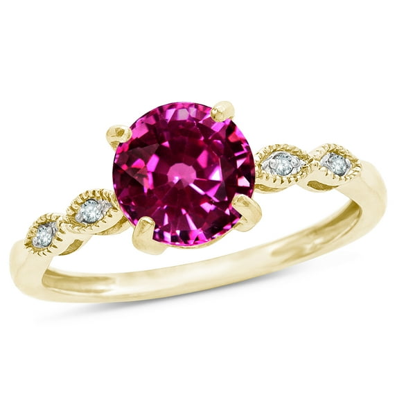 Star K� Round 7mm Simulated Pink Tourmaline Vintage Antique Look Engagement Promise Ring