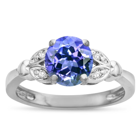 Star K � Round 7mm Simulated Tanzanite Marquee Design Promise Engagement Ring