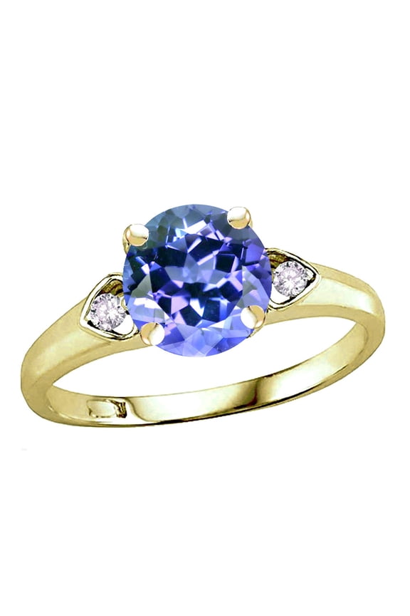 � Round 7mm Simulated Tanzanite Three 3 Stone Heart Engagement Promise Wedding Ring