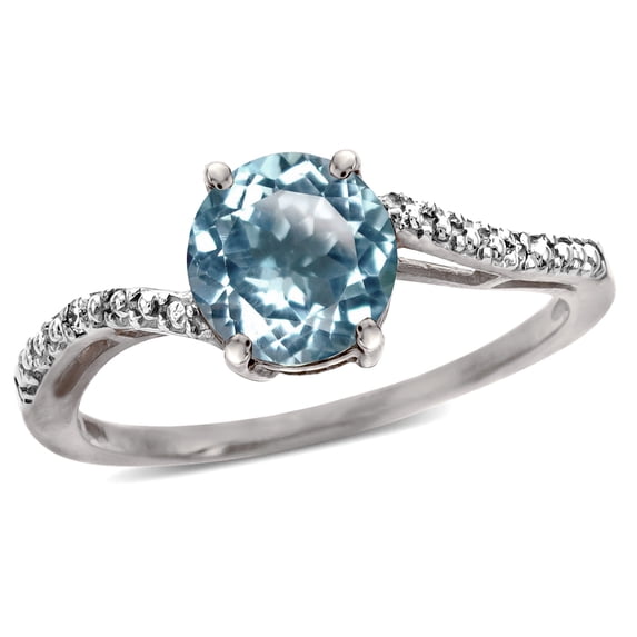 Star K � Round 7mm Sky Blue Topaz Bypass solitaire engagement promise ring