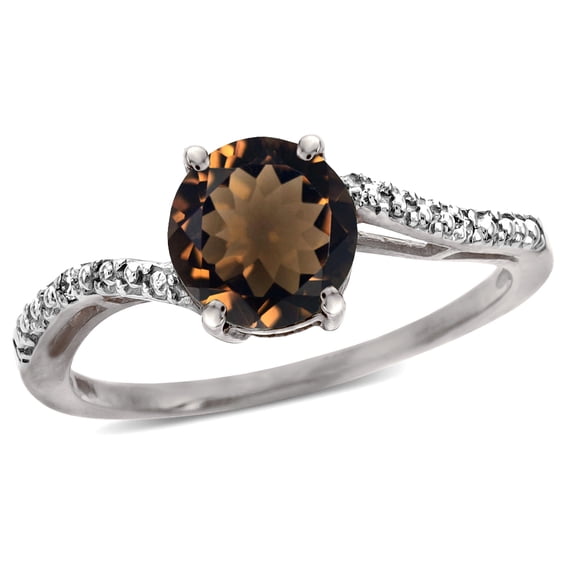 Star K � Round 7mm Smoky Quartz Bypass solitaire engagement promise ring