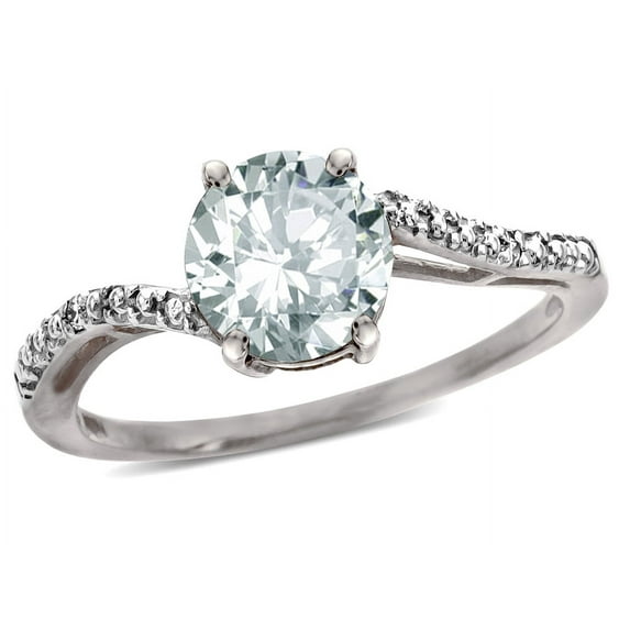 Star K � Round 7mm White Topaz Bypass engagement promise solitaire ring