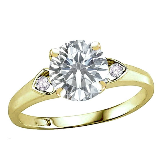 Star K� Round 7mm White Topaz Three 3 Stone Heart Engagement Promise Wedding Ring