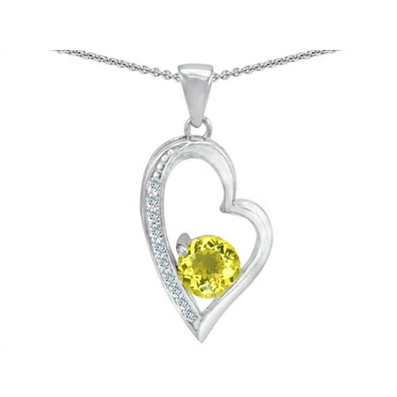 Star K� Round Simulated Citrine Heart Pendant Necklace